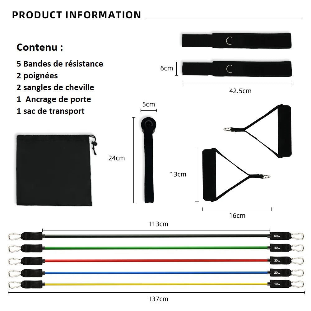 Elastique musculation, Optimisez Votre Entraînement à Domicile avec notre Set d'Élastiques en Caoutchouc pour Musculation – Performances Maximales, Confort Absolu!