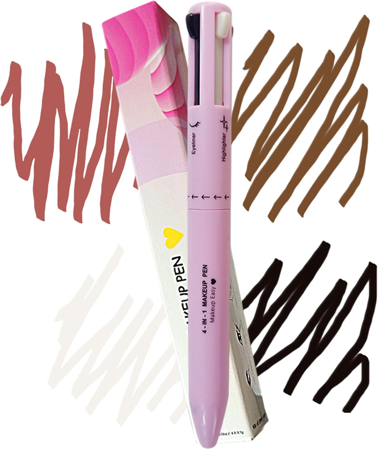 Stylo maquillage 4 en 1 rechargeable : eye-liner, crayon à lèvres, sourcils et surligneur, design compact idéal pour déplacement