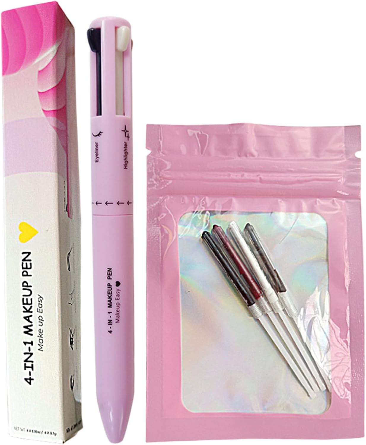 Stylo maquillage 4 en 1 rechargeable : eye-liner, crayon à lèvres, sourcils et surligneur, design compact idéal pour déplacement