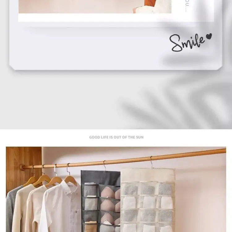Organisateur de rangement suspendu pour soutiens-gorge et sous-vêtements, étagères murales, sac gain de place, sac de rangement suspendu double face pour sous-vêtements, lingerie, chaussettes