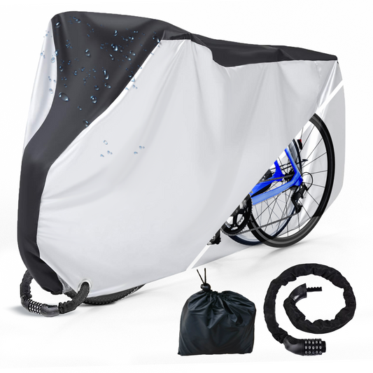 Housse Vélo - Imperméable et Résistante à la Poussière,UV - Pour VTT, Vélo de Route, Électrique et autres - Taille Universelle - Bâche pour Usage Extérieur . Livré avec un antivol+un sac de Transport