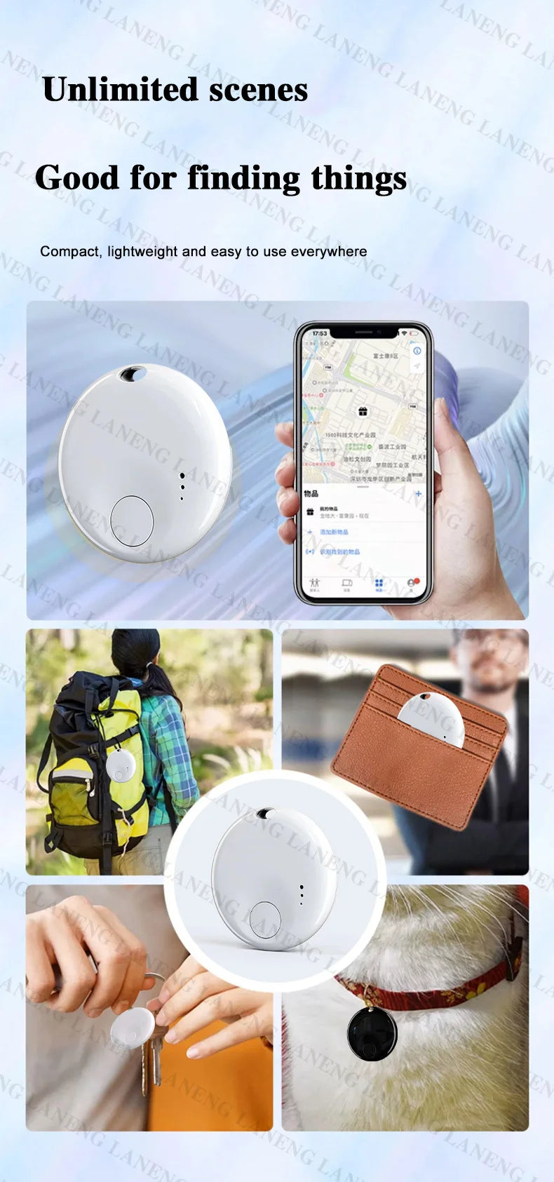 Apple AirTag - Traceur GPS pour enfants et animaux, accessoire voiture, gadget sans carte SIM, porte-clé pratique, collier GPS chat, localisateur multifonction pour objets perdus