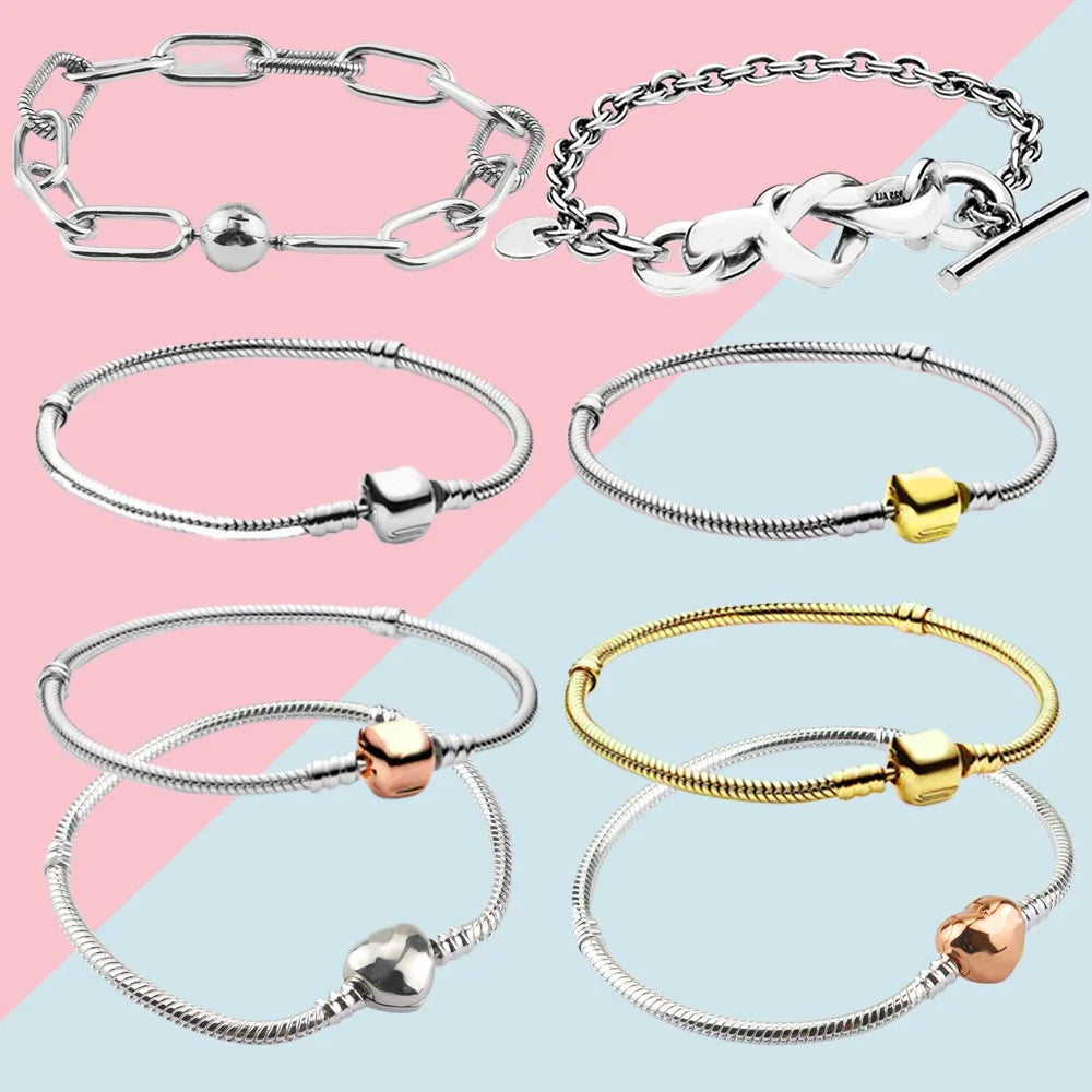 Bracelet à breloques en argent regardé 925 pour femme, bijoux fins originaux faits à la main, doux et lisse, bracelets pour salle Sophia, cadeau