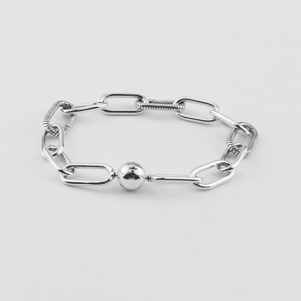Bracelet à breloques en argent regardé 925 pour femme, bijoux fins originaux faits à la main, doux et lisse, bracelets pour salle Sophia, cadeau