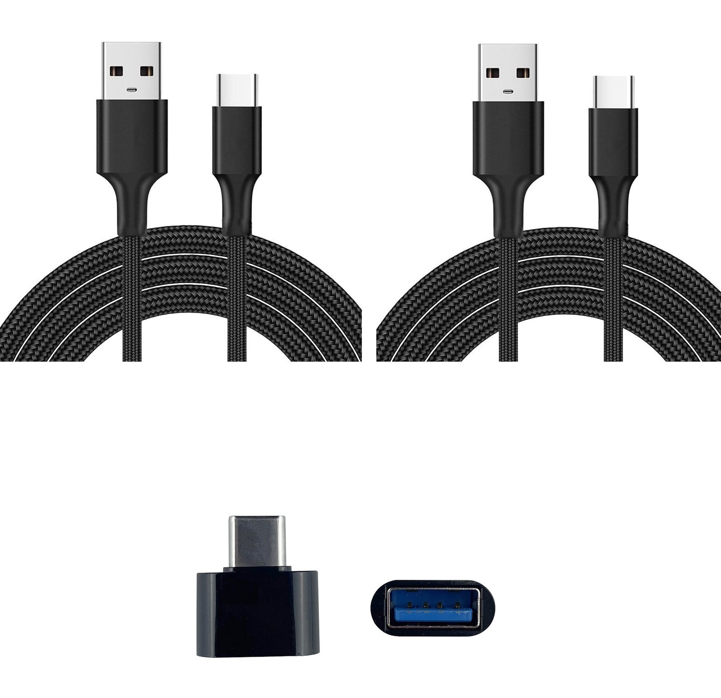 Kit de 2 Câbles USB C à Charge Rapide + Adaptateur USB C vers USB 3.0 pour Samsung Galaxy S20 S21 S22, Huawei P30/P20, Sony Xperia, Xiaomi, Ordinateur