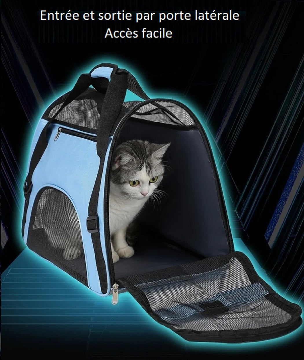 Sac de transport confortable pour chat et petit chien – Sac pratique, panier douillet, lit et matelas inclus pour un transport sécurisé et apaisant de votre compagnon à quatre pattes