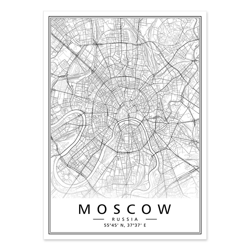 Toile avec cartes de villes, Moscou