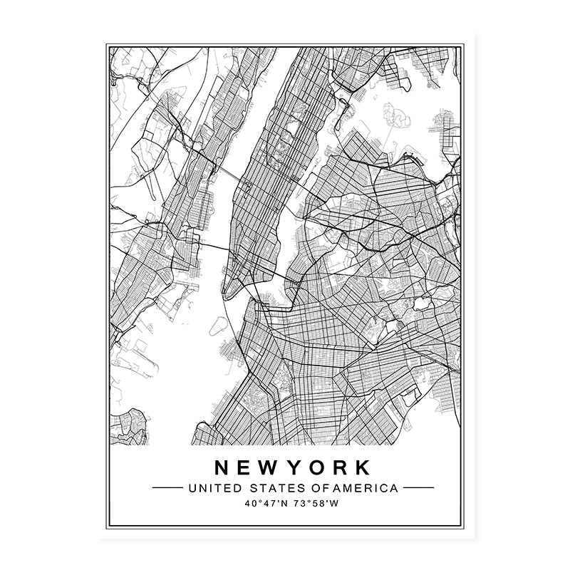 Toile avec cartes de villes, New York   centre