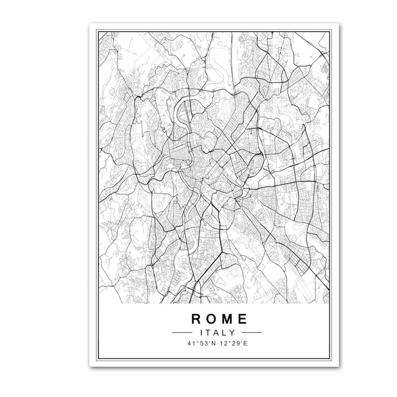 Toile avec cartes de villes, Rome