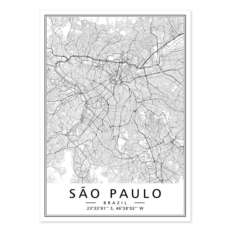 Toile avec cartes de villes, Sao Paulo