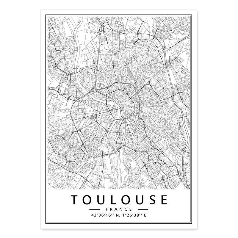 Toile avec cartes de villes,  Toulouse