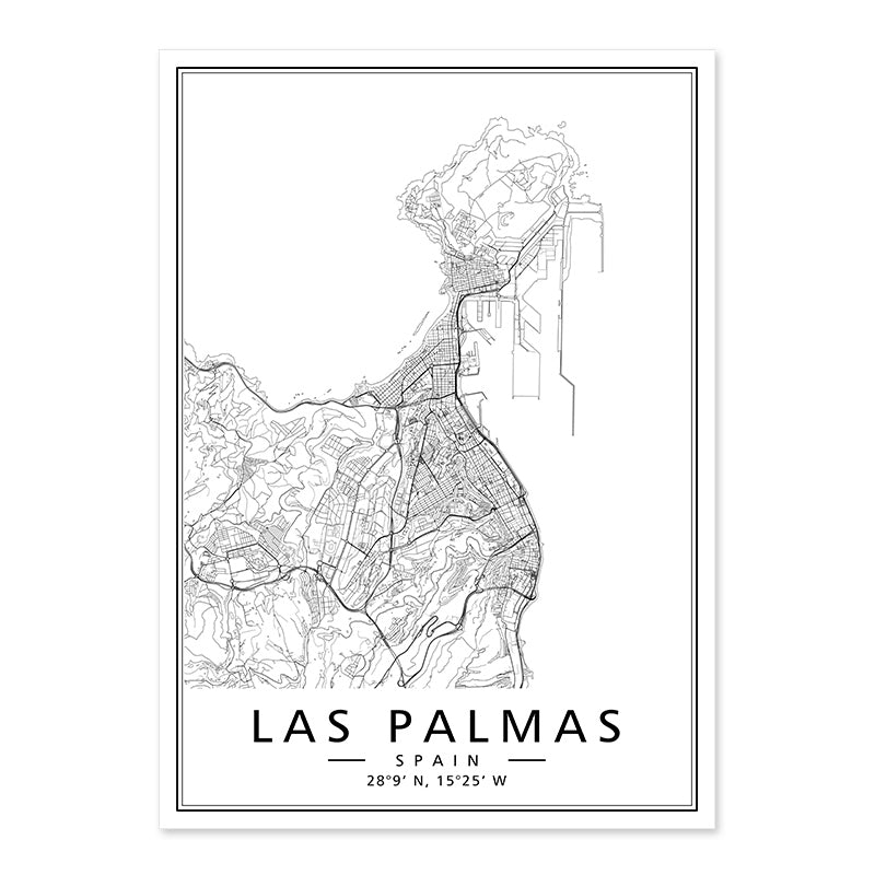 Toile avec cartes de villes, Las Palmas