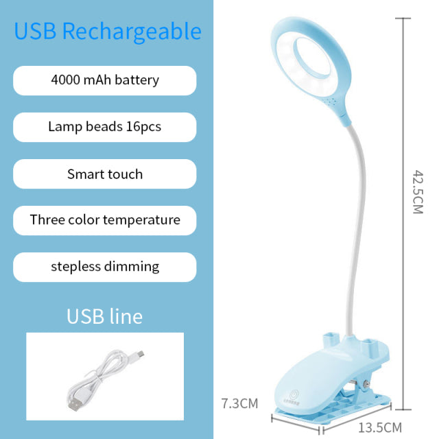 Lampe de bureau Led 3 couleurs en continu Dimmable tactile lampe de Table pliable chevet lecture Protection des yeux veilleuse DC5V USB rechargeable
