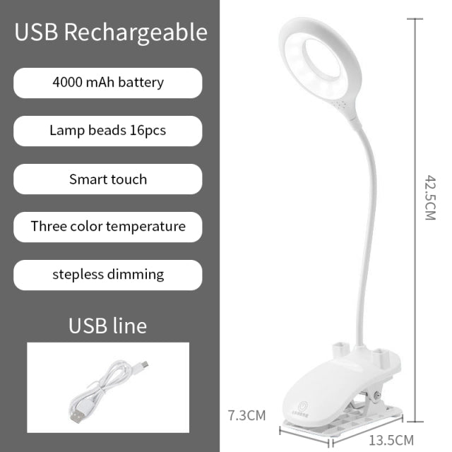Lampe de bureau Led 3 couleurs en continu Dimmable tactile lampe de Table pliable chevet lecture Protection des yeux veilleuse DC5V USB rechargeable
