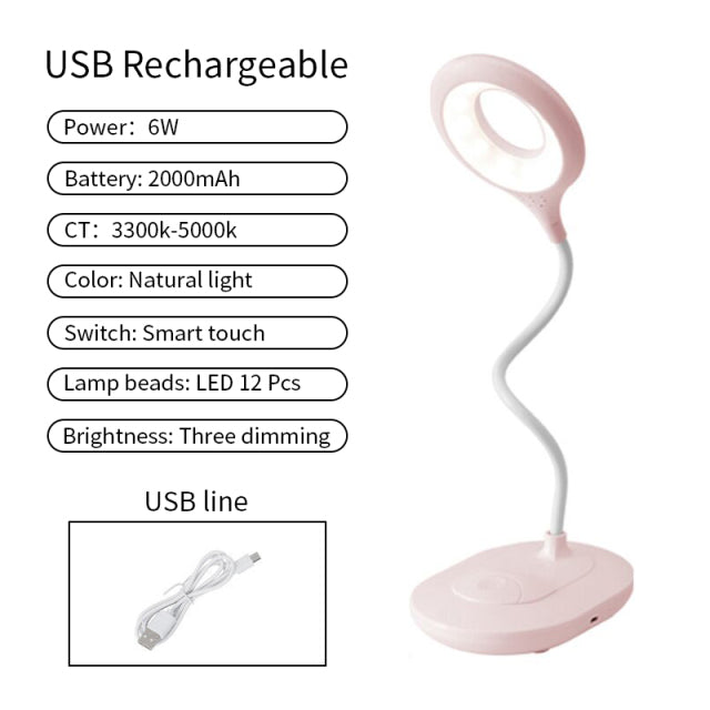 Lampe de bureau Led 3 couleurs en continu Dimmable tactile lampe de Table pliable chevet lecture Protection des yeux veilleuse DC5V USB rechargeable