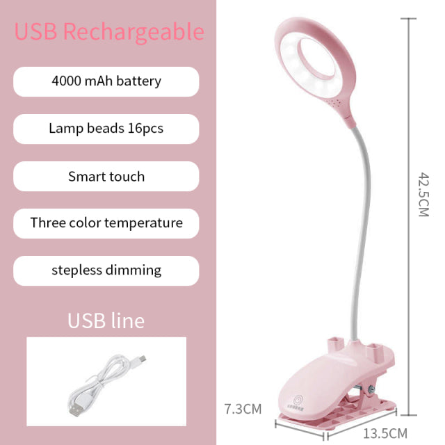 Lampe de bureau Led 3 couleurs en continu Dimmable tactile lampe de Table pliable chevet lecture Protection des yeux veilleuse DC5V USB rechargeable