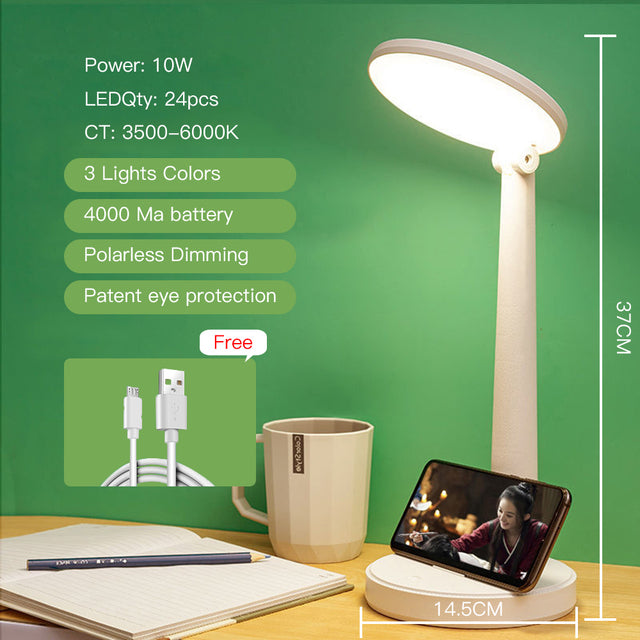 Lampe de bureau Led 3 couleurs en continu Dimmable tactile lampe de Table pliable chevet lecture Protection des yeux veilleuse DC5V USB rechargeable