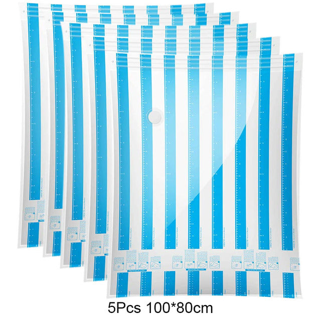Nous Fini les gros volumes de vêtements et couverture !!!!!! sac pour la nourriture. Profitez de ces sacs fonctionnent avec compression pour gagner de l’espace. Ils réduit de plus de moitié les vêtements et augmente, d'autre part, la quantité d'espace disponible dans vos armoire, tiroir