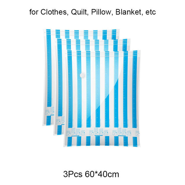 Nous Fini les gros volumes de vêtements et couverture !!!!!! sac pour la nourriture. Profitez de ces sacs fonctionnent avec compression pour gagner de l’espace. Ils réduit de plus de moitié les vêtements et augmente, d'autre part, la quantité d'espace disponible dans vos armoire, tiroir