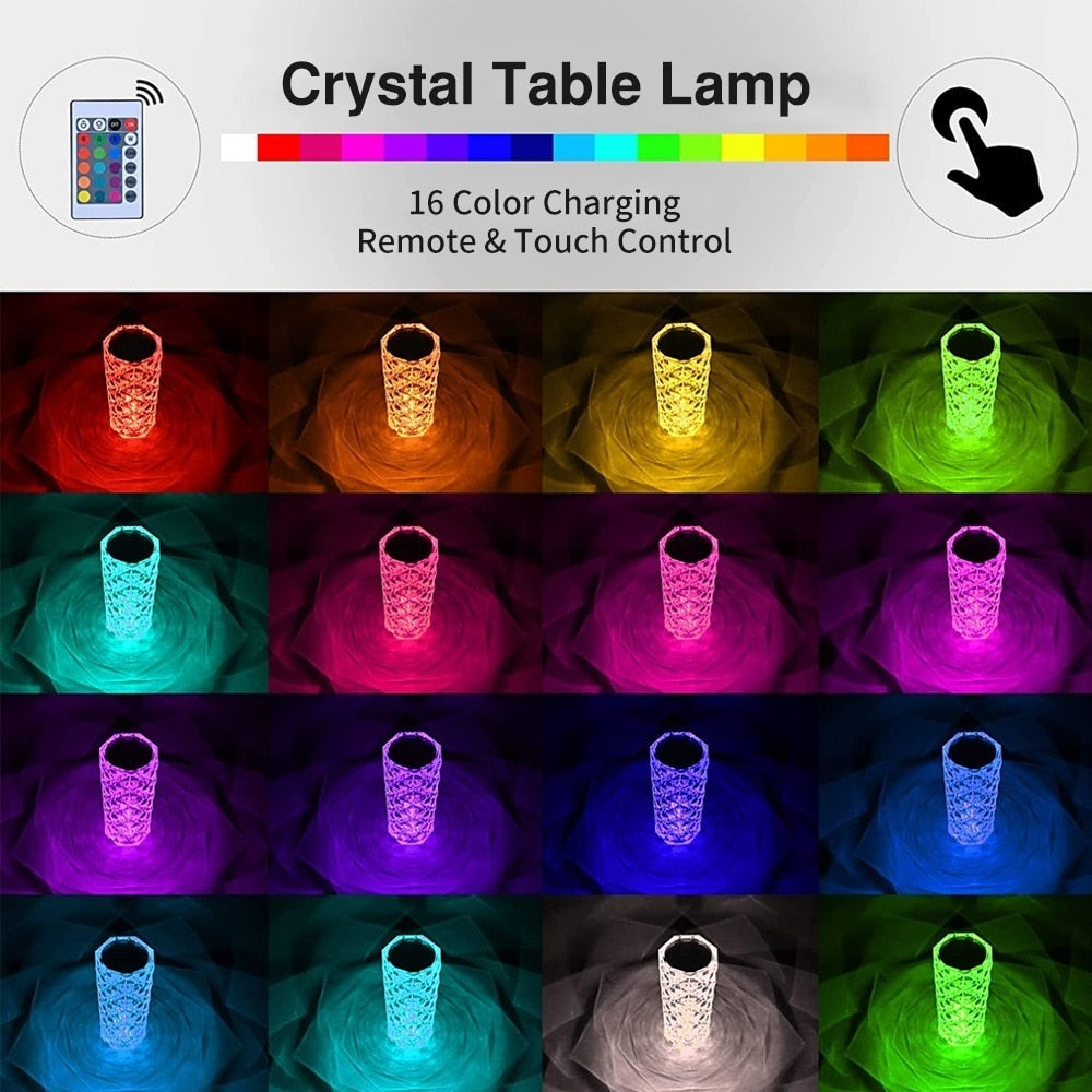 LED 16 Couleurs Lampe de table Cristal.