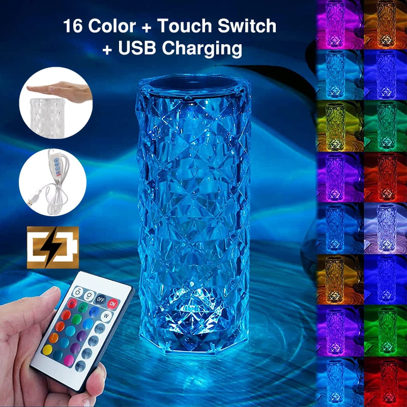 LED 16 Couleurs Lampe de table Cristal.