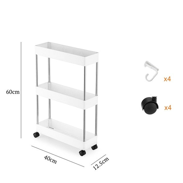 Chariot de rangement blanc 3 étagères